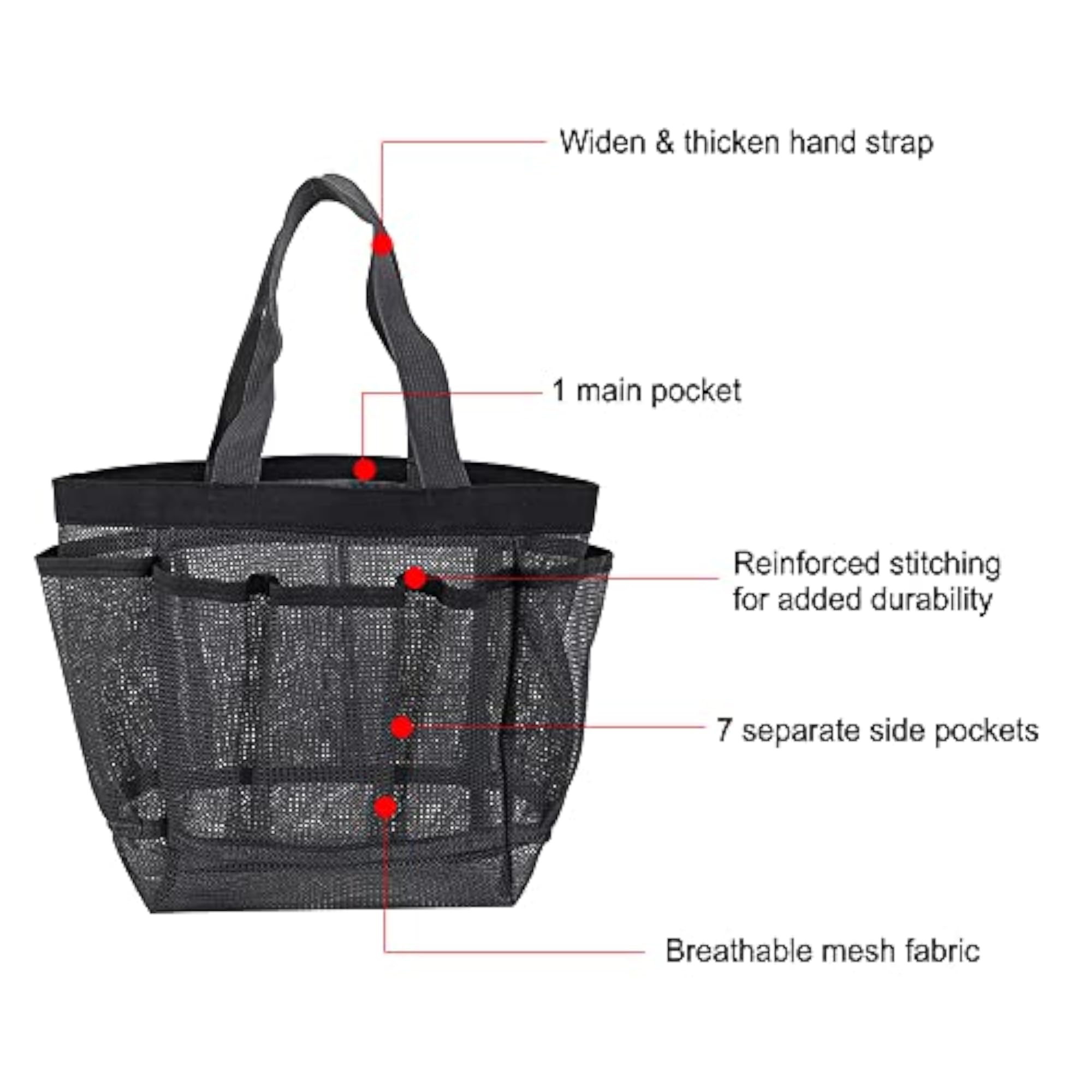 Mesh Shower Bag Hanging Toiletry Bag for College Dorms